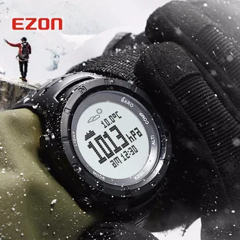 EZON висотомер барометър термометър компас прогнозата за времето на открито за мъже цифрови часовници, спортни часовници катерене туризъм ръчен часовник