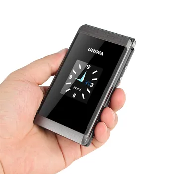 UNIWA X28 мобилен телефон 2G GSM двойна екран, флип старши бутон почерк мида стилни студентите клавиатура мобилни телефони