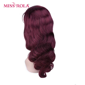 Мис Рола обемна Вълна 4*4 дантела закриване на човешки косъм перуки ломбер 99J бордо светъл бразилски Реми перука на косата 180% плътност предварително ощипал