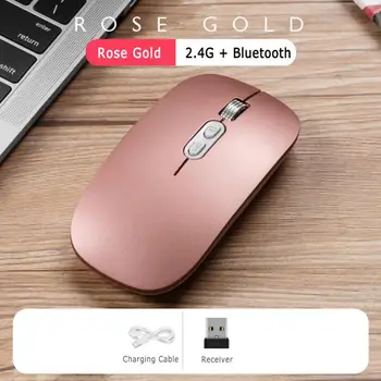 2.4 ghz Wireless Mouse 1600 Dpi Wireless Optical Офис Dual Mode Mute Bluetooth Usb Mouse Receiver For Laptop Abs + Metal Мишки