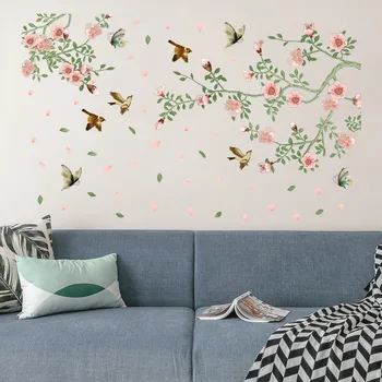 MAMALOOK Flower Bird LivingRoom Спалня Баня GlassDoor Decor рисувани стенни самозалепващи подвижни екологично чисти стикери за стена етикети