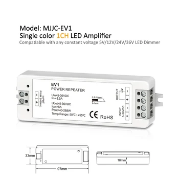 RGB RGBW усилвател 5V 12V 24V 36V EV3 EV1 EV4 PWM Power Repeater 5А 6А 8A DC одноцветный CT усилвател за led ленти лампи с нажежаема жичка