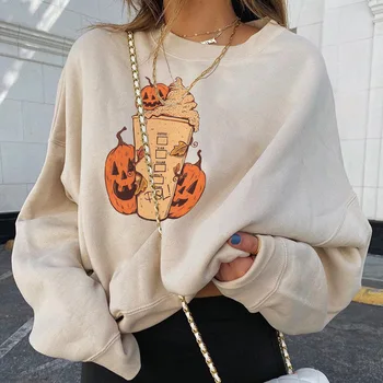 Хелоуин тиква череп печат Hoody за жени 2020 есен Европа и Америка стил на новия случаен тънък пуловер Дамски блузи