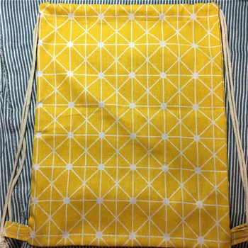 Ил памук бельо дантела пътуване раница студент книга чанта жълто геометрия 1215-1