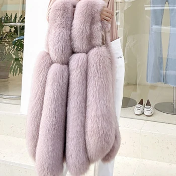2020 високо качество кожа жилетка палто лукс изкуствен Лисица топли дамски палта жилетки зимна мода кожа Женски палто, сако, жилетка Веста 3XL
