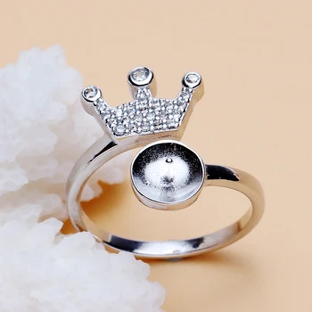 Мода Перлата пръстен за захващане, пръстени заключения, изискан Короната пръстен бижута част фитинги бижута, аксесоари, 10 бр / лот