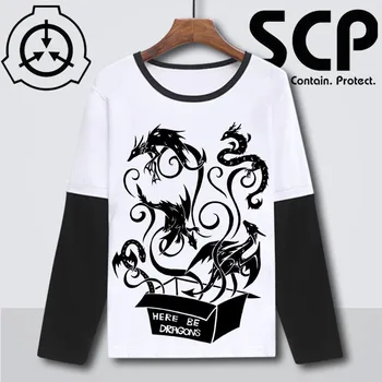 Унисекс аниме SCP Foundation Secure Contain Protect памук ежедневни тениска чай с дълъг ръкав пълна тениска