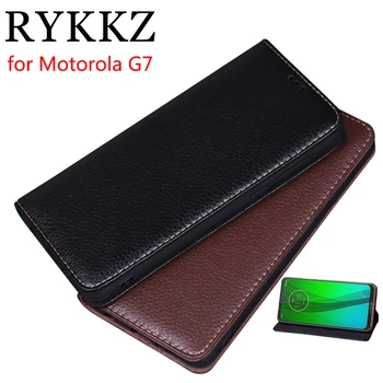 RYKKZ луксозна кожена флип-надолу капак за Motorola G7 Mobile Stand Case Motorola за G7 Play Plus Power Leather Phone Case Cover