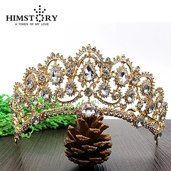HIMSTORY луксозен Crystal реколта Паун сватбени аксесоари за коса за сватба Quinceanera диадема Короната на конкурса Diamante диадема