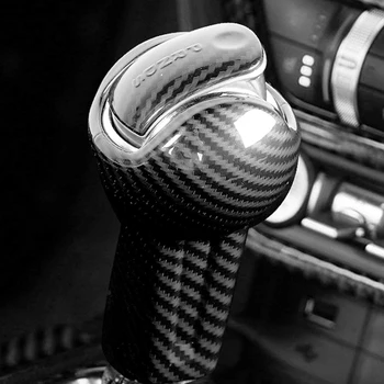 Оформление на автомобила ABS Carbon Fiber Look дръжка на скоростния етикети покритие за Ford Mustang 2016 2017 2018 2019