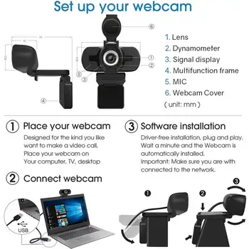 Уеб камера Full hd 1080P Live Video уеб-камера с капак ABS оптични лещи USB Plug And Play уеб-камера с микрофон