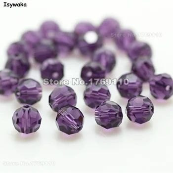 Isywaka Sale вземане 100pcs Purple Color Round 6mm Austria Crystal Beads charm Glass Beads Губим Spacer Bead for направи си САМ Бижута Making