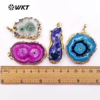WT-N1107 Wholesale Fshion Design Natural Beatiful Colorful Crystal stone druzy geode at gate огърлица за жени бижута
