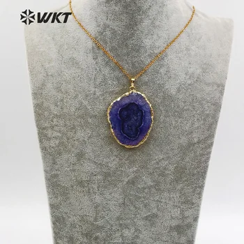 WT-N1107 Wholesale Fshion Design Natural Beatiful Colorful Crystal stone druzy geode at gate огърлица за жени бижута
