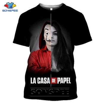 SONSPEE лято жени 3d печат La Casa De Papel Майк пари от обир Tee сериал мъжки тениски с къс ръкав къща хартия тениска