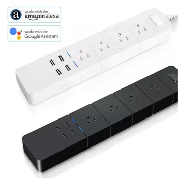 Полагане на сила WiFi умна, с 4 честота порта USB и 4 умни штепсельными вилици AC за Multi изходи работи с дом Amazon Echo & Google