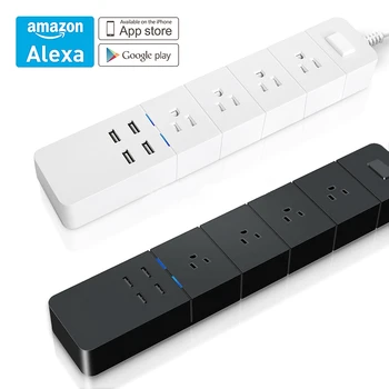 Полагане на сила WiFi умна, с 4 честота порта USB и 4 умни штепсельными вилици AC за Multi изходи работи с дом Amazon Echo & Google