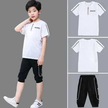 Детски комплекти за момчета лято 2020 Нова детска тениска с къс ръкав +панталони два комплекта детски спортен костюм дрехи 6 8 10 12 години