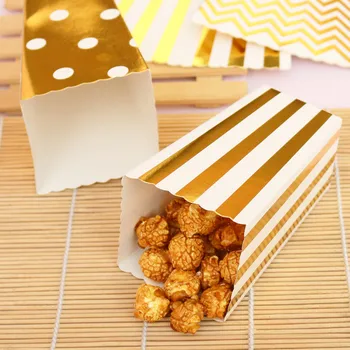 Пуканки хартия кутии бонбони лечение полза чанта Златен Снек опаковъчна хартия ленти Dots кутии Сватба, Рожден Ден Украса на чанти