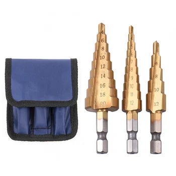 3шт HSS стомана, титан стъпка бормашини 3-12mm 4-12mm 4-20 mm стъпка конус режещи инструменти стомана дървообработване дърво, метал Пробивна набор от