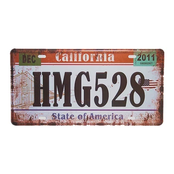 Старинните метални консервени знаци САЩ ретро автомобил номер, регистрационен номер табела, плакат бар клуб гараж стени начало декор на стените