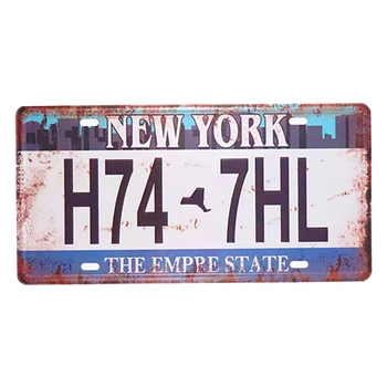 Старинните метални консервени знаци САЩ ретро автомобил номер, регистрационен номер табела, плакат бар клуб гараж стени начало декор на стените
