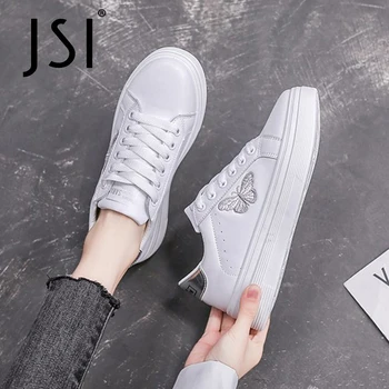 JSI висока платформа маратонки кръг чорап стягам пеперуда-пакет модел дебело дъно, Бяла причинно-следствена Дама спортни обувки нов 2021 JO883