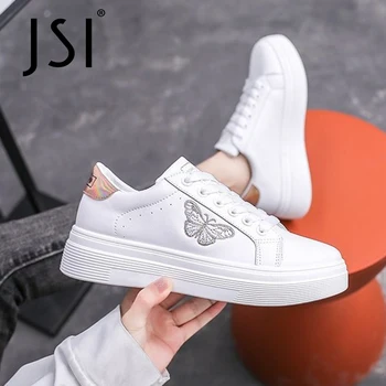 JSI висока платформа маратонки кръг чорап стягам пеперуда-пакет модел дебело дъно, Бяла причинно-следствена Дама спортни обувки нов 2021 JO883