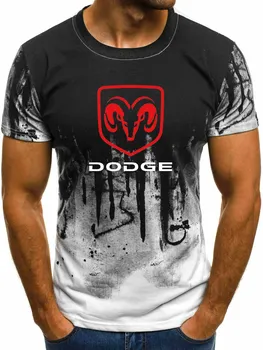 Мъжки къс ръкав Dodge Car Logo мъжка тениска лятна ежедневни памучни градиент тениска мода, хип-хоп Harajuku на мъжката марка Tee