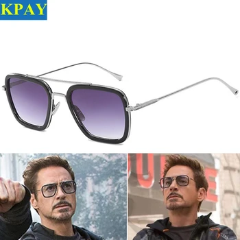 KPAY мъжете реколта steampunk слънчеви очила марка дизайн на Тони Старк Iron Man очила ретро UV400 ветрозащитный пара пънк слънчеви очила