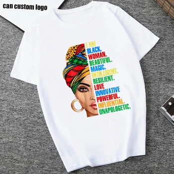 Африкански жени тема тениска лятна тениска жени черен африкански момиче печат на тениска Дамски тениски, блузи чай