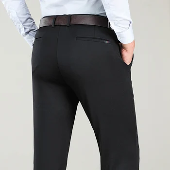 Голям Размер 40 42 44 Зимни Мъжки Топли Панталони В Класически Стил На Бизнес Мода Редовни Дебели Ежедневни Панталони На Мъжката Марка Каки, Тъмно Синьо Черно