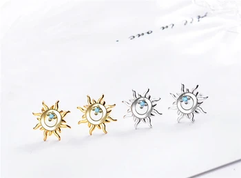 WYEAIIR Sun Flower Korea темперамент син Циркон fFresh личност сладък сребро 925 женски обеци