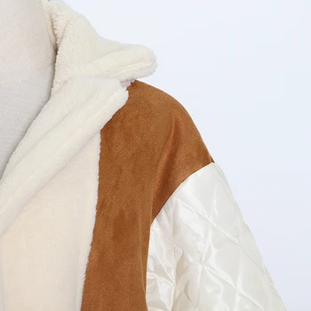 TWOTWINSTYLE Patchowrk овче руно деним яке за жени на ревера с дълъг ръкав пискюл ежедневното дамско палто 2020 зимна мода нов прилив на