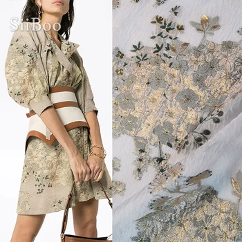2020 мода и луксозен стил на пролет лято рязане modif метален жакард органза плат за жени сватбена рокля telas SP6102