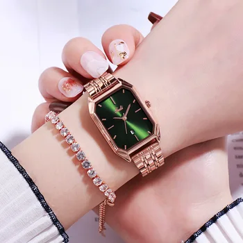 Нова корейска версия на стоманен обръч мода Червен дамски часовници проста ежедневна мода колан календар водоустойчив часовник женски Reloj