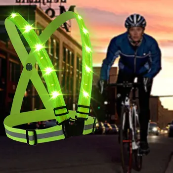 2018 нов дизайн регулируем USB акумулаторна светодиодна лента отразяваща колан жилетка за спортове на открито от бягане и колоездене