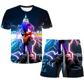 2020 new Casual Baby Boy Summer 3D print sonic на таралеж Clothe Boy Clothing Set спортна тениска+ шорти костюми полиестер комплекти