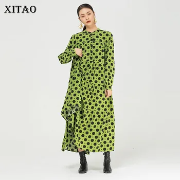 XITAO Polka Dot торта пола нарушения на сърдечния обличам пуловер плюс размера на богинята на фен всекидневен стил 2021 пролет есен малцинство рокля ZY4281