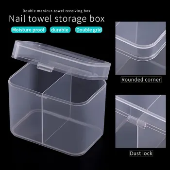 Прозрачни кутии за съхранение за нокти 2021 нокти кърпа за съхранение на мода висок капацитет памук парче кутии