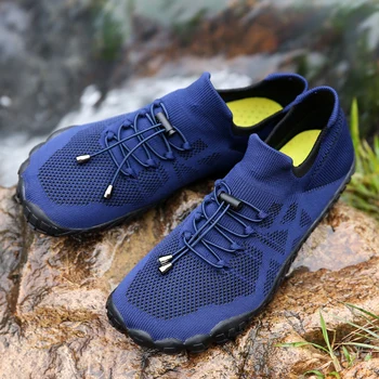 Летни Мъжки обувки на бос лека дишаща водоустойчива туризъм треккинговая обувки меки нескользящие-високи чорапи Brach Water Shoes