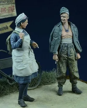 1/35 мащаб немски жертви и медицински сестри 2 души миниатюри на Втората световна война смола комплект модел фигура Безплатна доставка