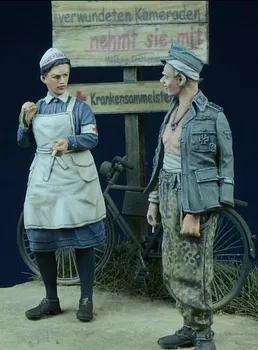 1/35 мащаб немски жертви и медицински сестри 2 души миниатюри на Втората световна война смола комплект модел фигура Безплатна доставка