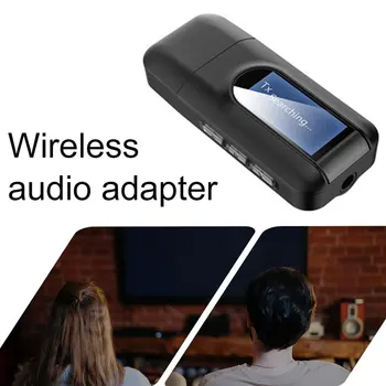 USB Dongle Bluetooth 5.0 аудио приемник предавател с LCD дисплей 3IN1 Mini 3.5 mm Jack AUX USB, безжичен адаптер за телевизия за PC на автомобила
