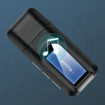 USB Dongle Bluetooth 5.0 аудио приемник предавател с LCD дисплей 3IN1 Mini 3.5 mm Jack AUX USB, безжичен адаптер за телевизия за PC на автомобила
