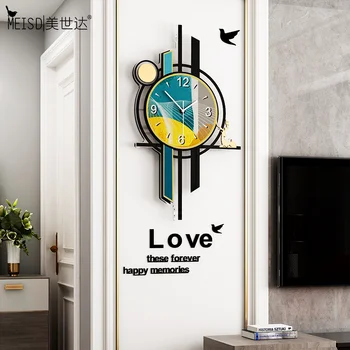 MEISD Nordic Home Clocks Large Quality Acrylic Retro Quartz Watch Mute Living Room Horloge Wall Art Poster Sticker