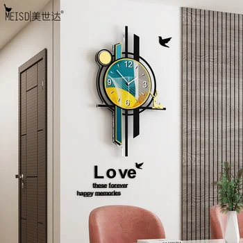 MEISD Nordic Home Clocks Large Quality Acrylic Retro Quartz Watch Mute Living Room Horloge Wall Art Poster Sticker