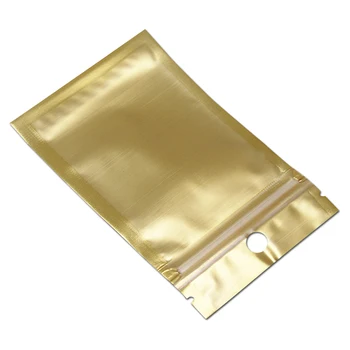 Вземане 100pcs Gold / Clear Zipper Plastic Packing Bag Самостоятелно Seal Zip-Lock Ziplock Packaging Bag Hang Hole Bag Polybag For Accessories