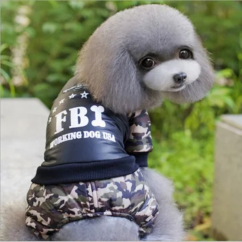 Гомаоми ФБР камуфляжный костюм гащеризон зимно палто, яке за домашни любимци puppy малко куче облекло