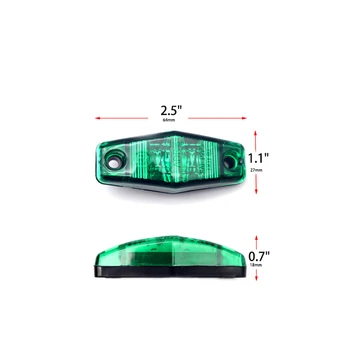 2 елемента странични габаритни светлини 12V/24V зелен Каравана, камион камион сигнална лампа авто светлина водоустойчив led ремарке сигнални габаритни светлини